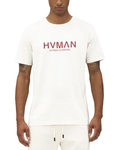 HVMAN Regular Fit Logo Crewneck Cotton T-shirt - White
