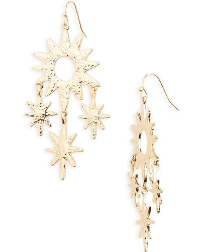 Melrose and Market Hammered Star Chandelier Drop Earrings - Metallic