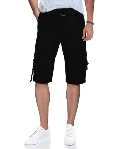 Xray Jeans Belted Snap Button Cargo Shorts - Black