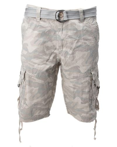 Xray Jeans Belted Snap Button Cargo Shorts - Gray