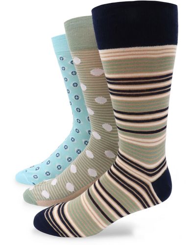 Lorenzo Uomo 3-pack Assorted Stripe Cotton Blend Dress Socks - Multicolor