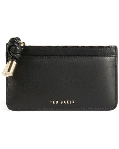 Ted Baker Knotted Pull Leather Card Case In Black At Nordstrom Rack