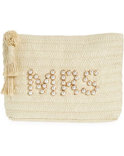 BTB Los Angeles Mrs Pearly Bead Clutch - Natural