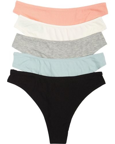 Honeydew Intimates 5-pack Ribbed Thongs - Multicolor