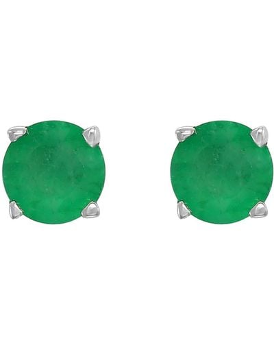 Effy 14k White Gold Natural Emerald Stud Earrings - Green