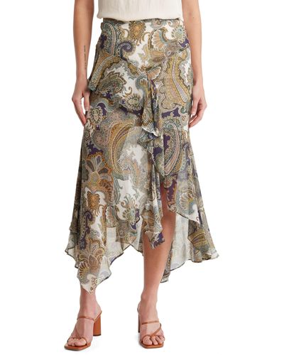 Veronica Beard Trixie Paisley Silk Skirt - Natural