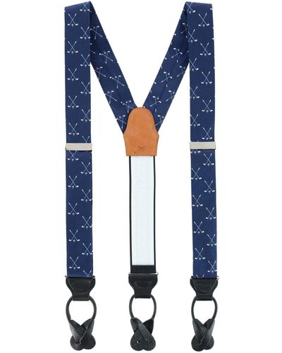 Trafalgar Embroidered Golf Pattern Silk Suspenders - Blue