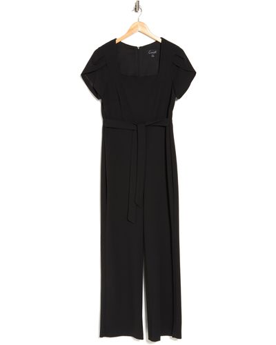 Connected Apparel Tulip Sleeve Tie Waist Jumpsuit - Black