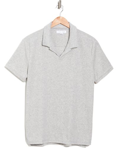 Vintage Summer Solid Terry Cloth Polo - Gray
