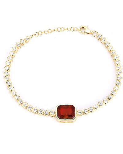 Glaze Jewelry 14k Yellow Gold Vermeil Cz Tennis Bracelet - Metallic