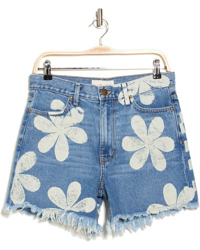 The Great The Easy Floral Cutoff Denim Shorts - Blue