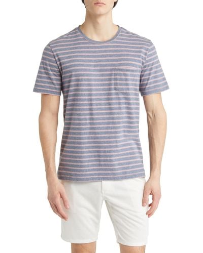Rails Kai Stripe Cotton Pocket T-shirt - Blue