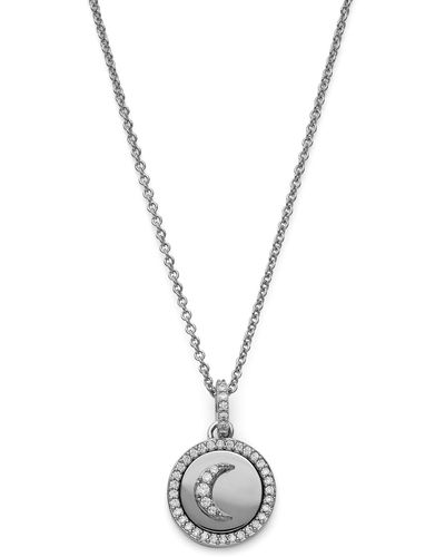 Nadri Adore Cz Pave Moon Medallion Necklace - Metallic