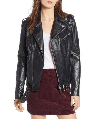 AG Jeans Reese Leather Moto Jacket - Black