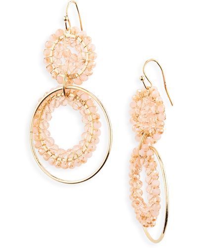Tasha Beaded Circle Drop Earrings - Pink