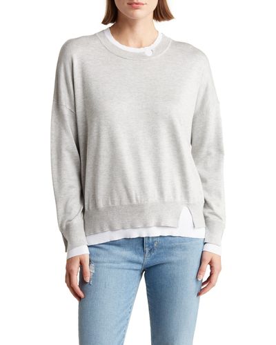 Sweet Romeo Contrast Trim Pullover Sweater - White