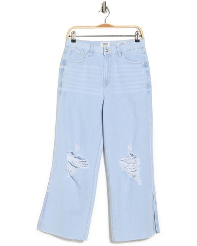 Kensie High Rise Wide Leg Raw Denim Jeans In Perthwdest At Nordstrom Rack - Blue