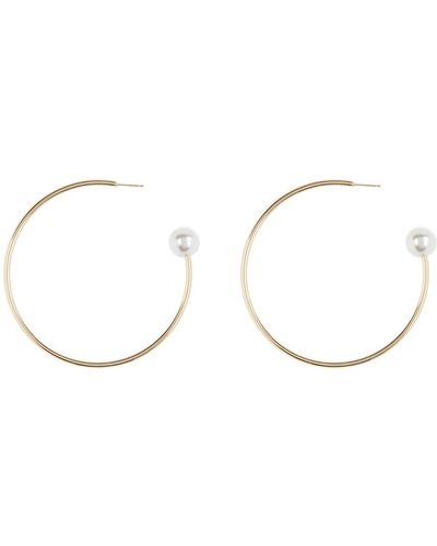 Tasha Imitation Pearl Hoop Earrings - Metallic