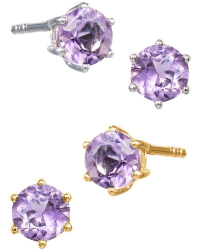 Savvy Cie Jewels Sterling Silver Amethyst Stud Earrings - Purple