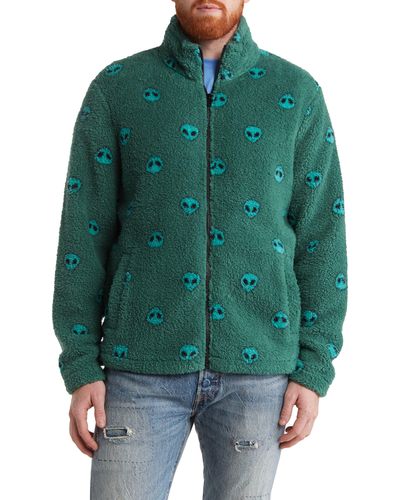 Abound Faux Shearling Fleece Zip Up Jacket - Green