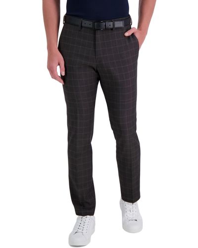 Kenneth Cole Double Windowpane Slim Fit Flat Front Pants In Dark Choc At Nordstrom Rack - Multicolor