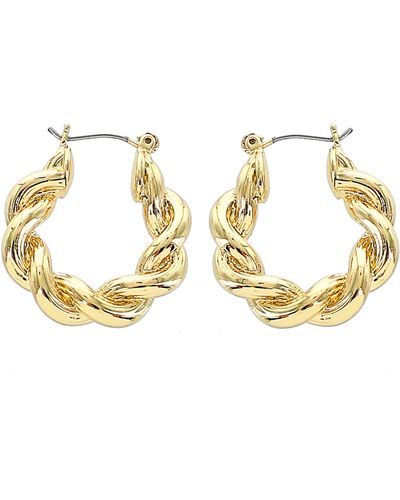 Panacea 14k Gold Plated Twist Hoop Earrings - Metallic