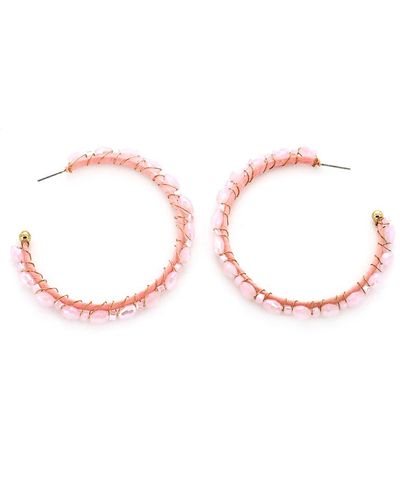 Panacea Crystal Hoop Earrings - Pink