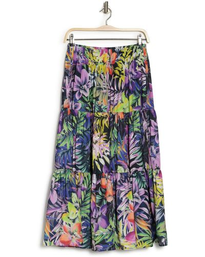 Elie Tahari Tropical Print Midi Skirt - Multicolor