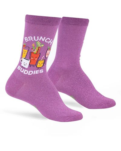 Sock It To Me Brunch Crew Socks - Purple