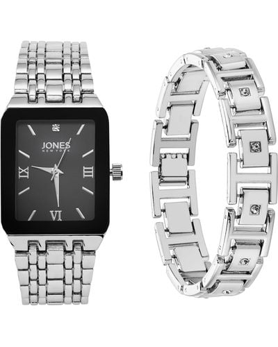 Jones New York Three-hand Quartz Mesh Strap Watch & Id Bracelet Set - Black