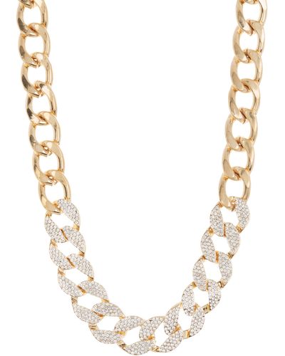 Tasha Pavé Crystal Curb Chain Necklace - Metallic