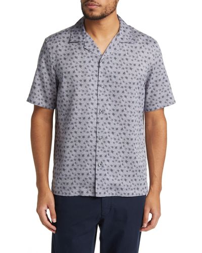 Theory Irving Floral Print Short Sleeve Button-up Shirt - Multicolor