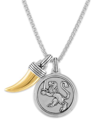 Esquire Lion & Claw Amulet Pendant Necklace - Metallic