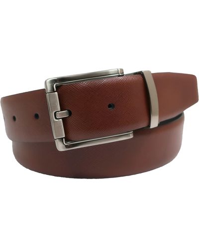 Boconi Reversible Saffiano Leather Belt - Brown