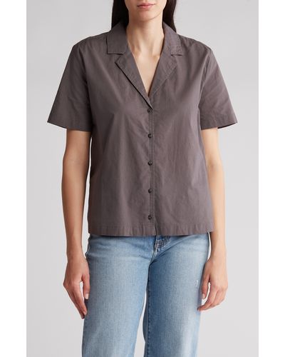 Melrose and Market Femme Cotton Camp Shirt - Gray