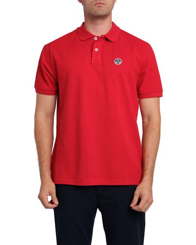 North Sails Logo Patch Cotton Polo - Red