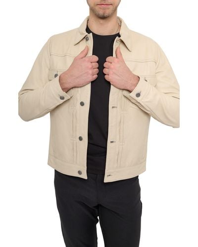 PINOPORTE Leather Trucker Jacket - Natural