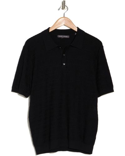 Slate & Stone Wave Knit Sweater Polo - Black