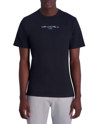 Karl Lagerfeld Raised Camo Logo Graphic T-shirt - Blue