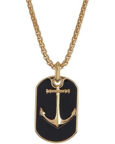 Effy 14k Gold Plated Onyx Anchor Pendant Necklace - Black