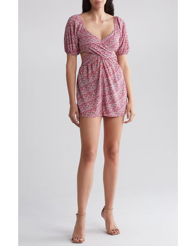 Vici Collection Still The One Floral Cutout Romper - Red