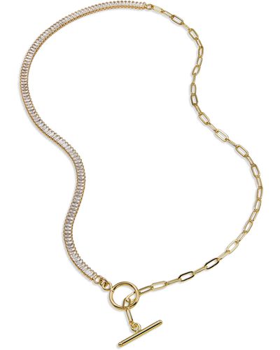 Savvy Cie Jewels 14k Yellow Gold Plated Baguette Half Chain Necklace - Metallic