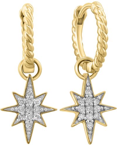 Effy Two-tone Diamond Star Drop Earrings - Metallic