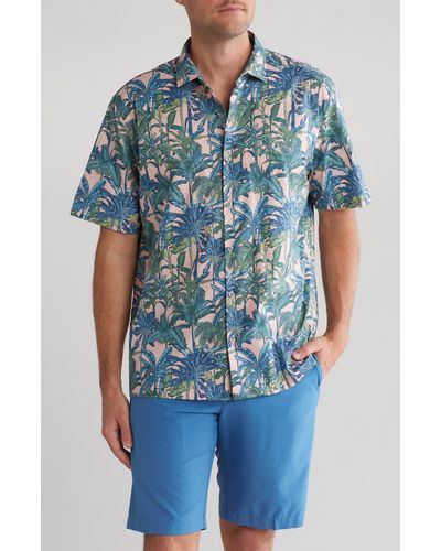 Tori Richard Jungle Club Tropical Short Sleeve Button-up Shirt - Blue