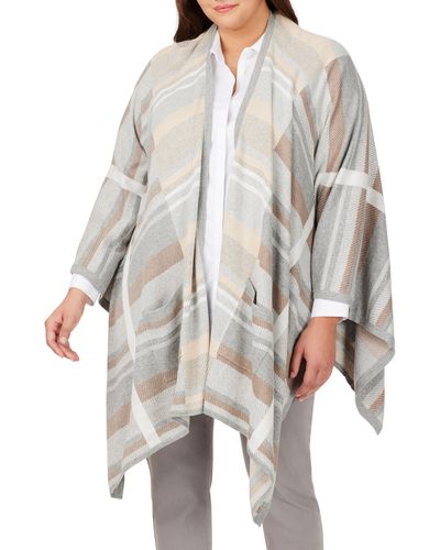 Foxcroft Cotton Blend Shawl Sweater - Gray