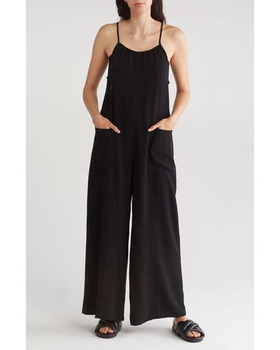 TOPSHOP Linen Jumpsuit With Pockets - Black