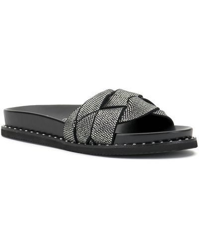 Vince Camuto Kevin Braid Embellished Slide Sandal - Black
