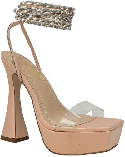 In Touch Footwear Avril Lucite Strap Crystal Embellished Sandal - White