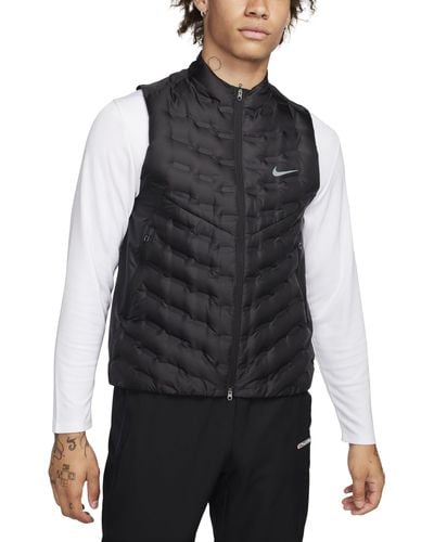 Nike Therma-fit Adv Repel Aeroloft Water Repellent Down Running Vest - Black