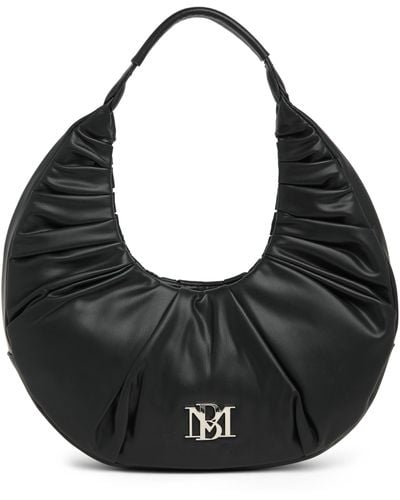 Badgley Mischka Ruched Crescent Shoulder Bag - Black